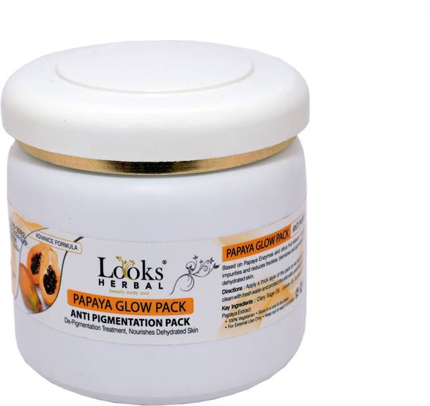 Looks Herbal Papaya Glow Face pack for women men anti pigmentation pack bright skin care