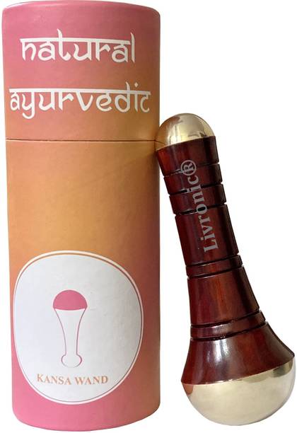 Livronic Ayurvedic Kansa Wand Face Massager With Neem Wood Handle For Natural Glow, Detoxification And Stress Relief (Small) Massager