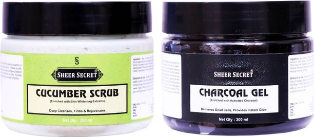 Sheer Secret Cucumber Scrub 300ml and Charcoal Gel 300ml