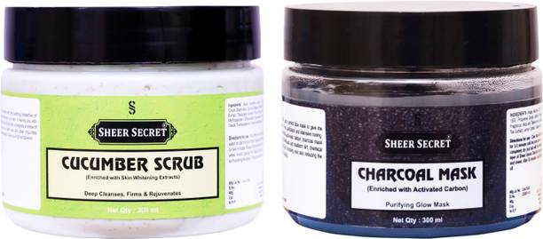 Sheer Secret Cucumber Scrub 300ml and Charcoal Mask 300ml