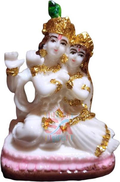 S A Gifts Handcrafted Radha Krishna Idol with Gold Foil Work| Radha Krishna Statue Murti Decorative Showpiece  -  7 cm