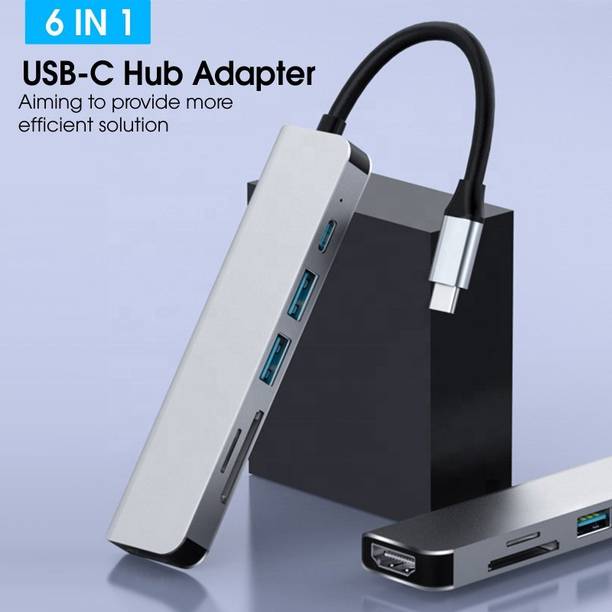 Etzin 6 in 1 USB C Hub Multiport Adapter 4K HDMI USB 3.0 Splitter Type C Hub USB Adapter