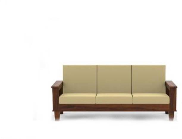 BARZISN Solid Sheesham Wood Three Seater Sofa For Living Room , Office , Hotels Fabric 3 Seater  Sofa