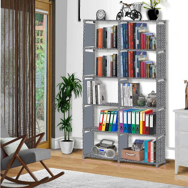 Zooper Cabinet print 12 Shelf Book Organizer Metal Open Book Shelf