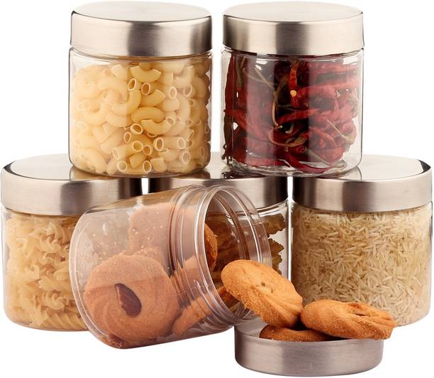 Pearlpet Transparent Plus Jar Container for Kitchen Storage Set , Set of 6 Pieces  - 750