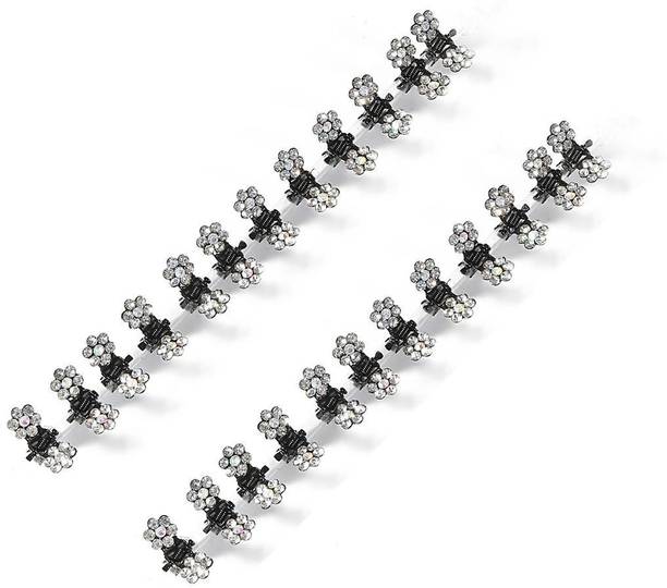Myra Collection 24 Pcs Small Crystal Flowers Metal Hair Claws Mini Hair Clips Baby Hairpins Hair Clip