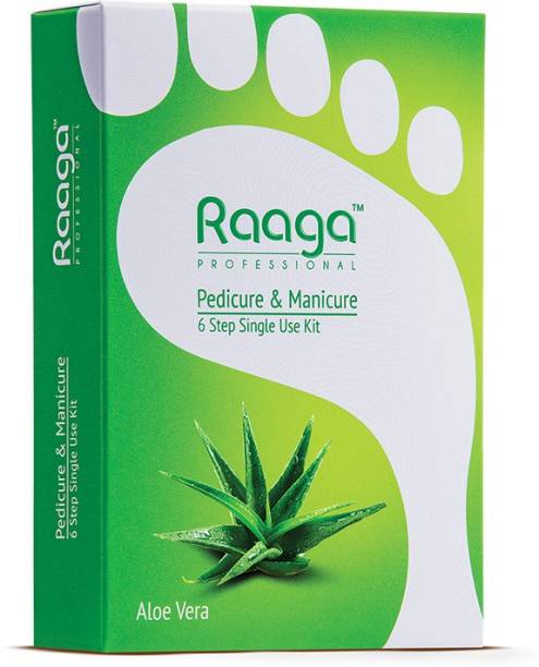 RAAGA PROFESSIONAL Manicure & Pedicure | Aloe Vera | 6 Step Single Use Kit | 6 Sachets, 63 g