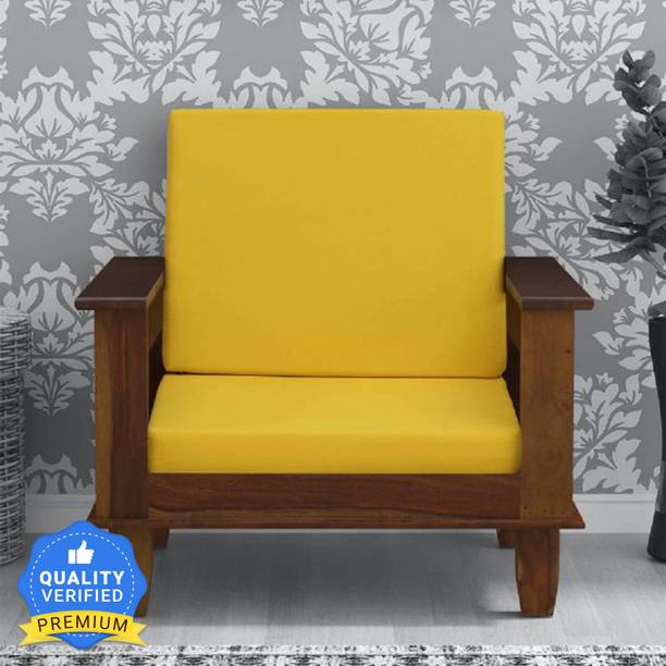 Kendalwood Furniture Solid Wood 1 Seater Wooden Sofa set for living Room Furniture Fabric 1 Seater  Sofa