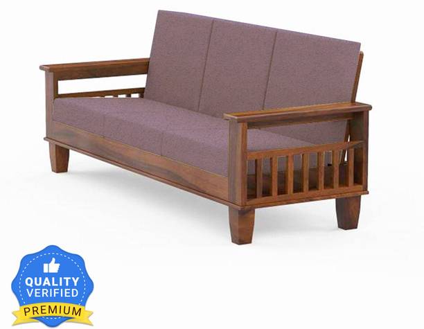 Kendalwood Furniture Solid Wood 3 Seater Wooden Sofa set for living Room Furniture Fabric 3 Seater  Sofa