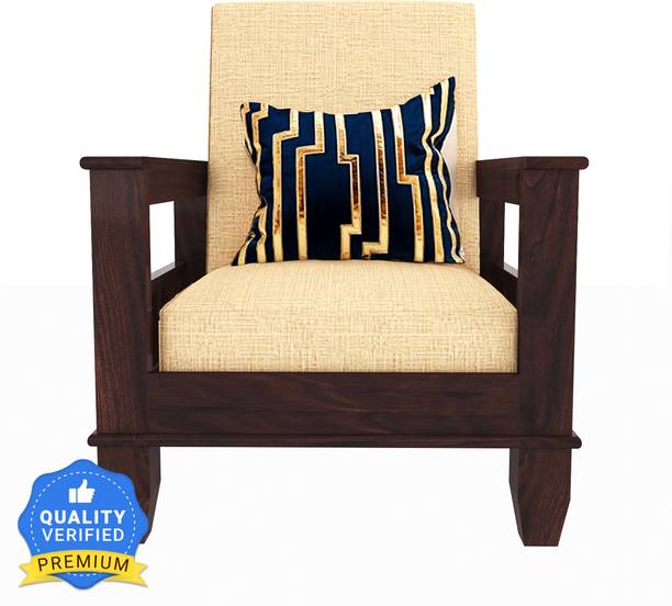 Kendalwood Furniture Solid Wood 1 Seater Wooden Sofa set for living Room Furniture Fabric 1 Seater Sofa