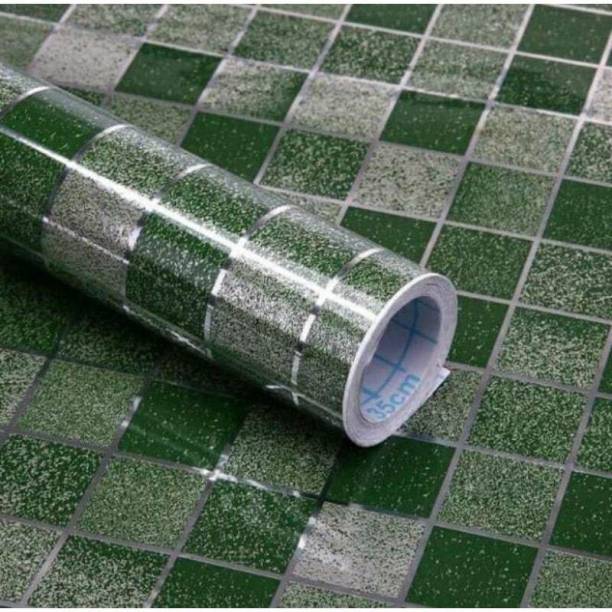 Amar Enterprise Self Adhensive Wallpaper waterproof Material PVC Vinyl Green Mosaic Pattern
