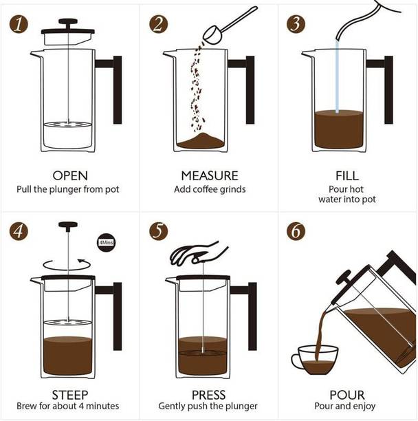 koffea French Press Coffee Maker, Stainless Steel The Original French Press 800 ml Coffee Maker