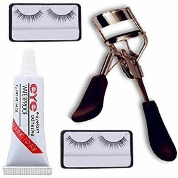 Lusty soul Combo of Eyelash Curler, Eyelash Glue and False Eyelashes - Pack of 2) (Set of 3)