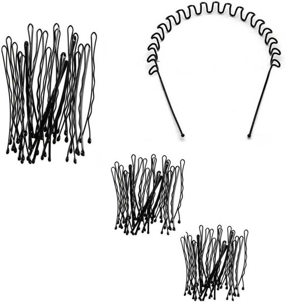 Sharum Crafts 24 Bobby Hair Pin, 1 Zig Zag Hair Band & 48 Bobby Pin Hair Accessory Set