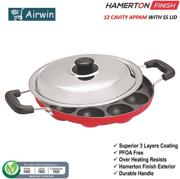 Sarswati Grahini 12 Cavities Non Stick Appam Patra (Aluminium, Non-stick) Induction Idli Maker