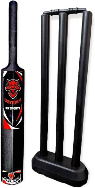Ostrich Hard Plastic Black 2.0 Size 2 For 6-7 Years Kids(1 Piece Bat , 1 Set Wicket) Cricket Kit