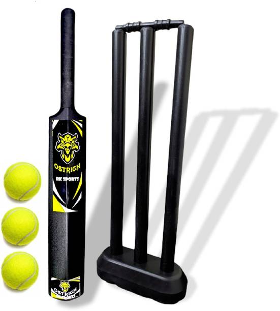 Ostrich Hard Plastic Black Size 2 For 6-7 Years Kids(1 BAT,1 Set 24'' Wicket, 3 Ball) क्रिकेट किट