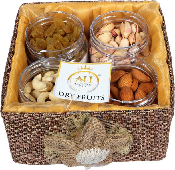 AESTHETIC HUB GIFT PACKED ALMOND100G,CASHEW100G,PISTA100G&RAISINS100G TRY015 Almonds, Cashews, Pistachios, Raisins