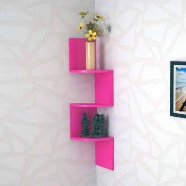 woodinzo Zig Zag MDF Wooden Shelf | Wall Mount | Zig zag Shape| Wall Shelf for Living MDF (Medium Density Fiber) Wall Shelf