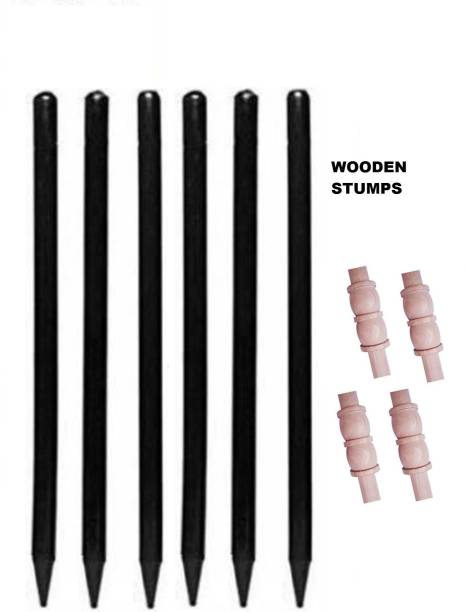RPS sports Wooden Stumps , Wicket (Black PACK OF- 06) wickets with 04 bails