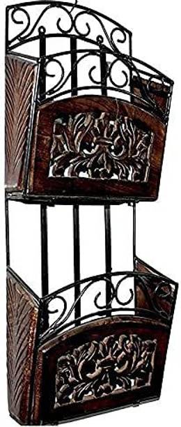 Casa Trading Wooden News Paper Holder/Book Rack Wall Hanging Magazine Holder
