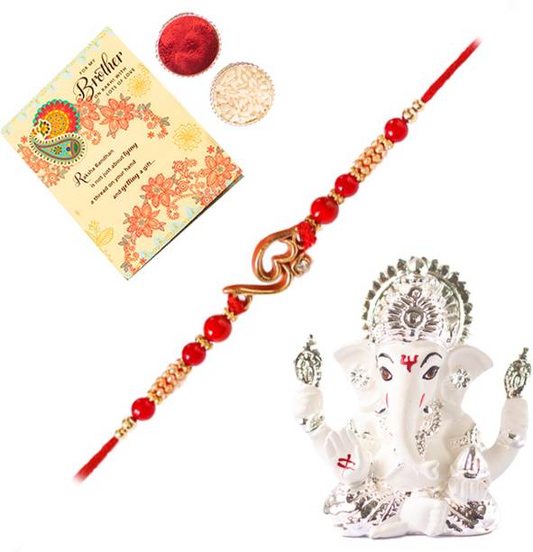 ARCHIES Designer OM-03_1581_RC_CARD Assorted Rakhi, Mug, Chawal Roli Pack, Greeting Card  Set