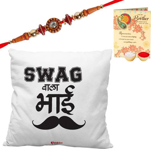 ARCHIES Designer PILL9_1565_RC_ Assorted Rakhi, Cushion, Chawal Roli Pack, Greeting Card  Set