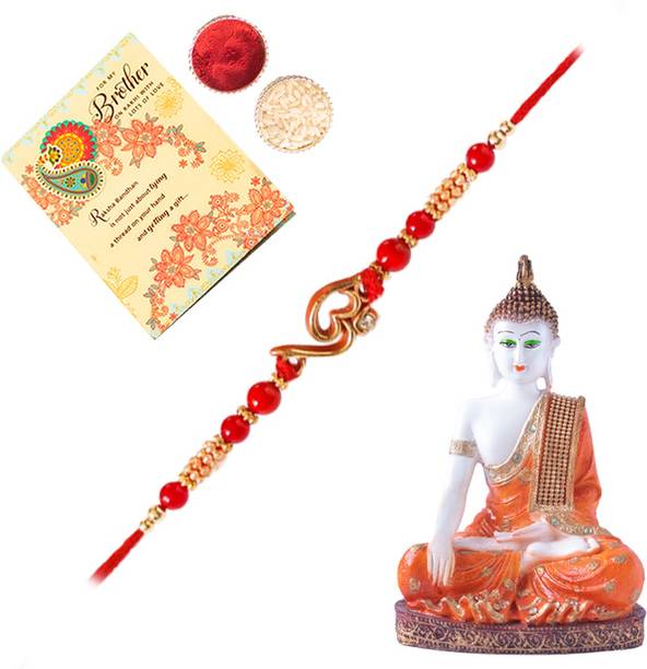 ARCHIES Designer DEM_9 (ORANGE)_1581_RC_CARD Assorted Rakhi, Mug, Chawal Roli Pack, Greeting Card  Set
