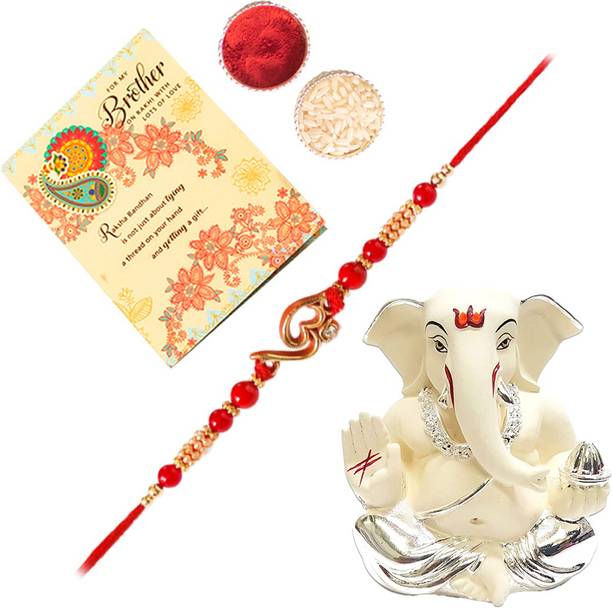 ARCHIES Designer OM-06_1581_RC_CARD Assorted Rakhi, Mug, Chawal Roli Pack, Greeting Card  Set
