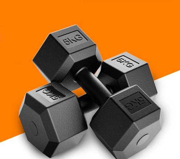FitFreaks PVC , 1 Pair, Hex , Home Gym 5KGS X 2PCS Fixed Weight Dumbbell
