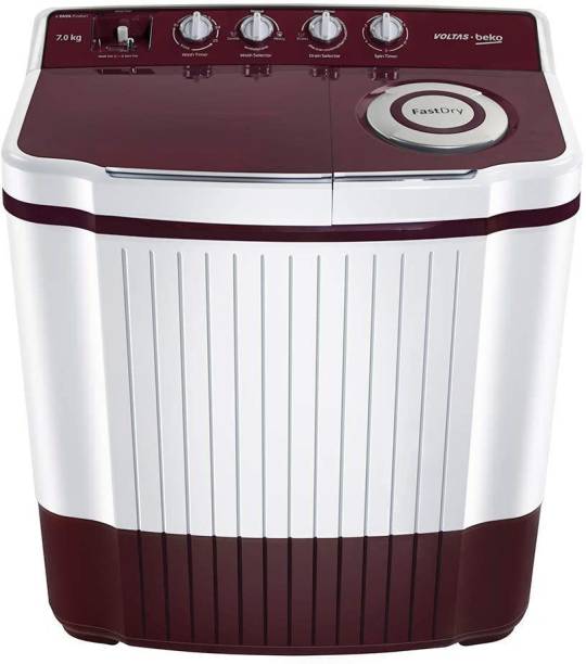 Voltas Beko by A Tata Product 7 kg Semi Automatic Top Load Washing Machine Maroon, White