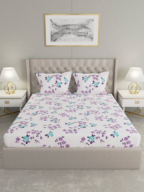 Raymond Home 125 TC Microfiber Double Floral Flat Bedsheet