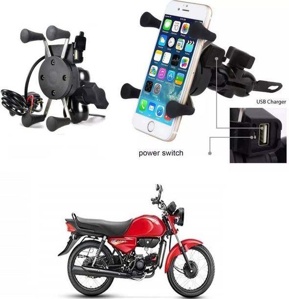 Atoray Grip Mobile Phone Holder with USB Charger Bike Mobile Holder For Hero HF Dawn Bike Mobile Holder