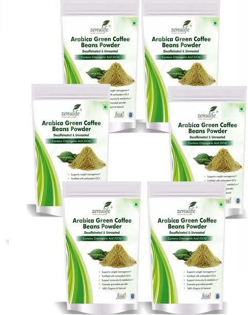 zenulife Organic Green Coffee beans Powder for Weight Management 50 GM Pack of 6 Instant Coffee