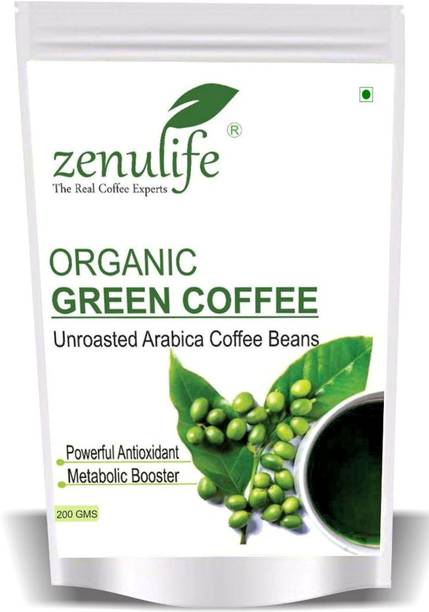 zenulife Organic Green Coffee beans for Weight Loss (Unroasted Coffee Beans) - 200 GM Instant Coffee