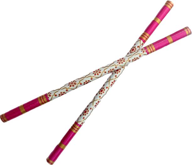 P A HEALTH AND FITNESS P.A.Decorated Wooden Dandiya Stick Dance/Garba Celebration[14.4 Inch] (1 Pair) Dandia Sticks