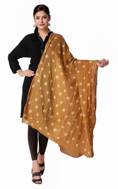 Pure Cotton Polka Print Beige Women Dupatta