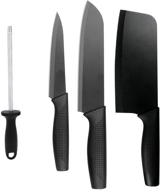 येलोना High Carbon Ultra Sharp Butcher, Pairing, Vegetable for Kitchen With Sharpener स्टेनलेस स्टील चाकू सेट