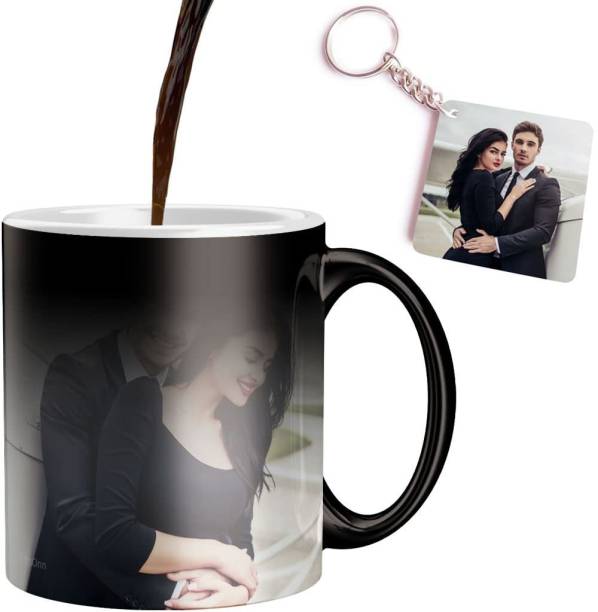 Giftspedia Photo & Text Printed Cup For Birthday , Anniversary Gift magic mug + Keychain 16 Ceramic Coffee Mug