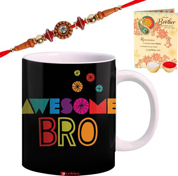 ARCHIES Designer MUG_26_1565_RC_CARD Assorted Rakhi, Mug, Greeting Card, Chawal Roli Pack  Set