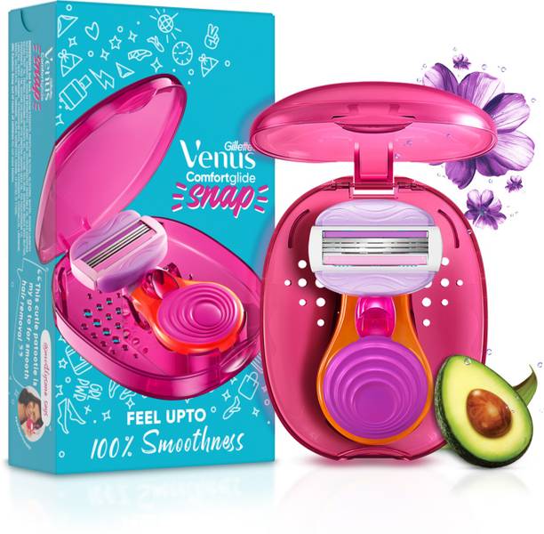 Gillette Venus Snap Hair Remover|Women Body Razor|Compact case|Soap gel bar with avocado