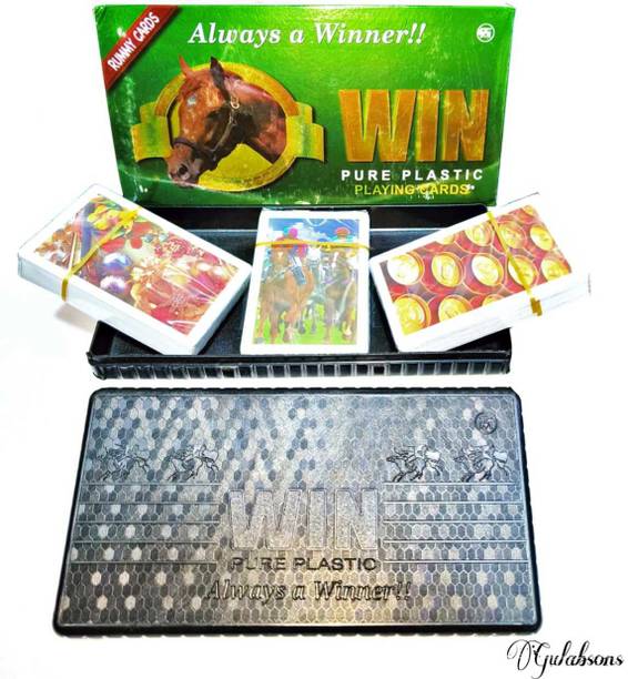 GULABSONS WIN 3PCS SET 100% PURE PLASTIC PLAYING CARDS FOR RUMMY (SET OF 3)