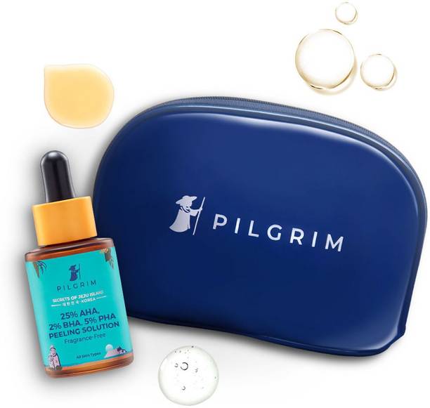 Pilgrim 25% AHA, 2% BHA, 5% PHA Peeling Solution-Pigmentation, Acne Scar With Vanity Bag