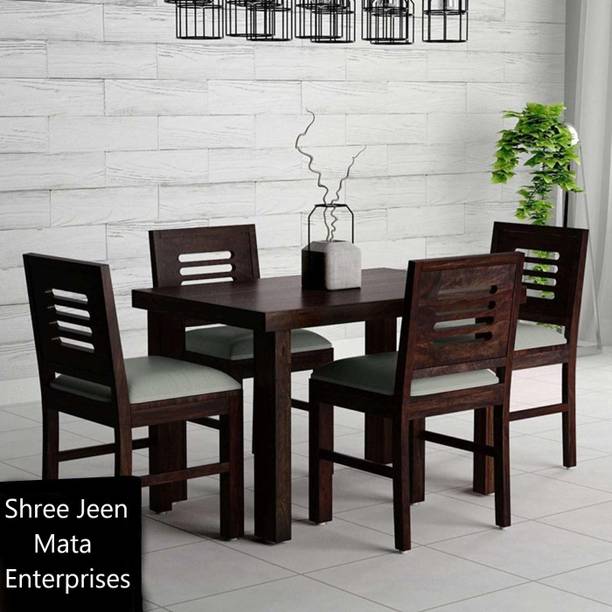 Shree Jeen Mata Enterprises Solid Wood Sheesham Wood 4 Seater Dining Table With 4 Chairs For Dining Room Solid Wood 4 Seater Dining Set