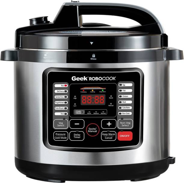 Geek Robocook Nuvo 8L Stainless Steel Electric Pressure Cooker, Rice Cooker, Slow Cooker, Travel Cooker