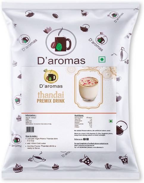 D'aromas Instant Thandai Premix - 1kg | Instant Premix Powder | Thandai Drink Mix Energy Drink