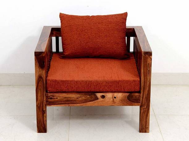 DRYLC FURNITURE Solid Wood Sheesham Wood One Seater Sofa For Living Room, Waiting Room, Office Fabric 1 Seater  Sofa