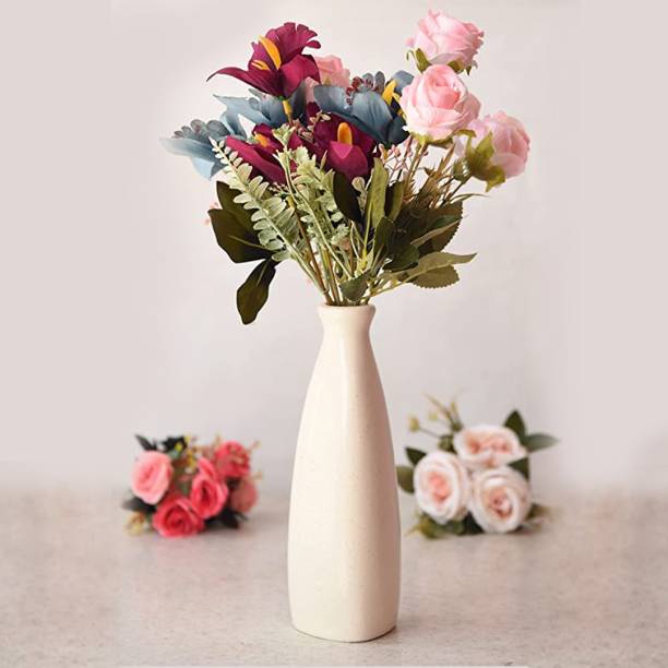 DeArt Handcrafted Ceramic Bottle Vase for Home, Office, Living Room, Bedroom Decor Ceramic Vase