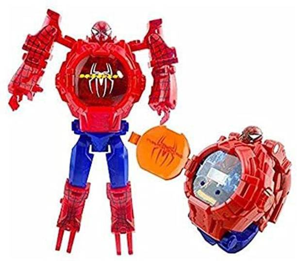 Synlark Action Figure Super Hero Robot Deformation Toy Digital Wristwatch for Kids
