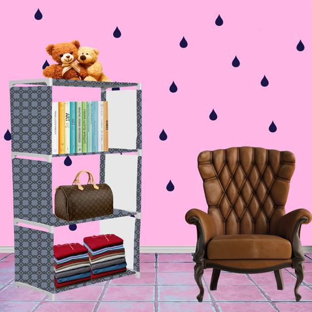 Flipkart Perfect Homes Studio Curtsins Print 4 Shelf Book Organizer Metal Open Book Shelf
